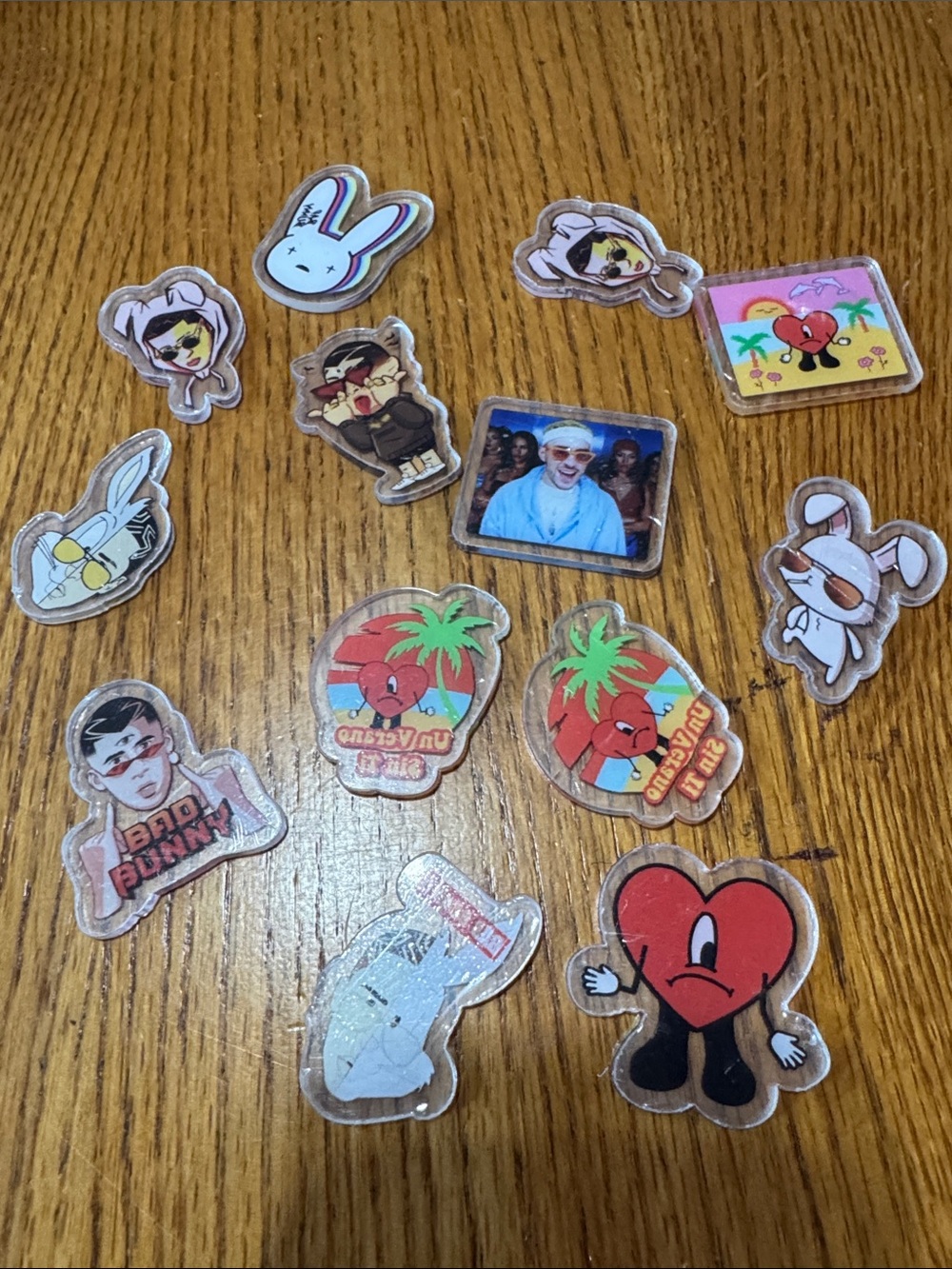 Lot of 12 Bad Bunny 1 inch Acrylics